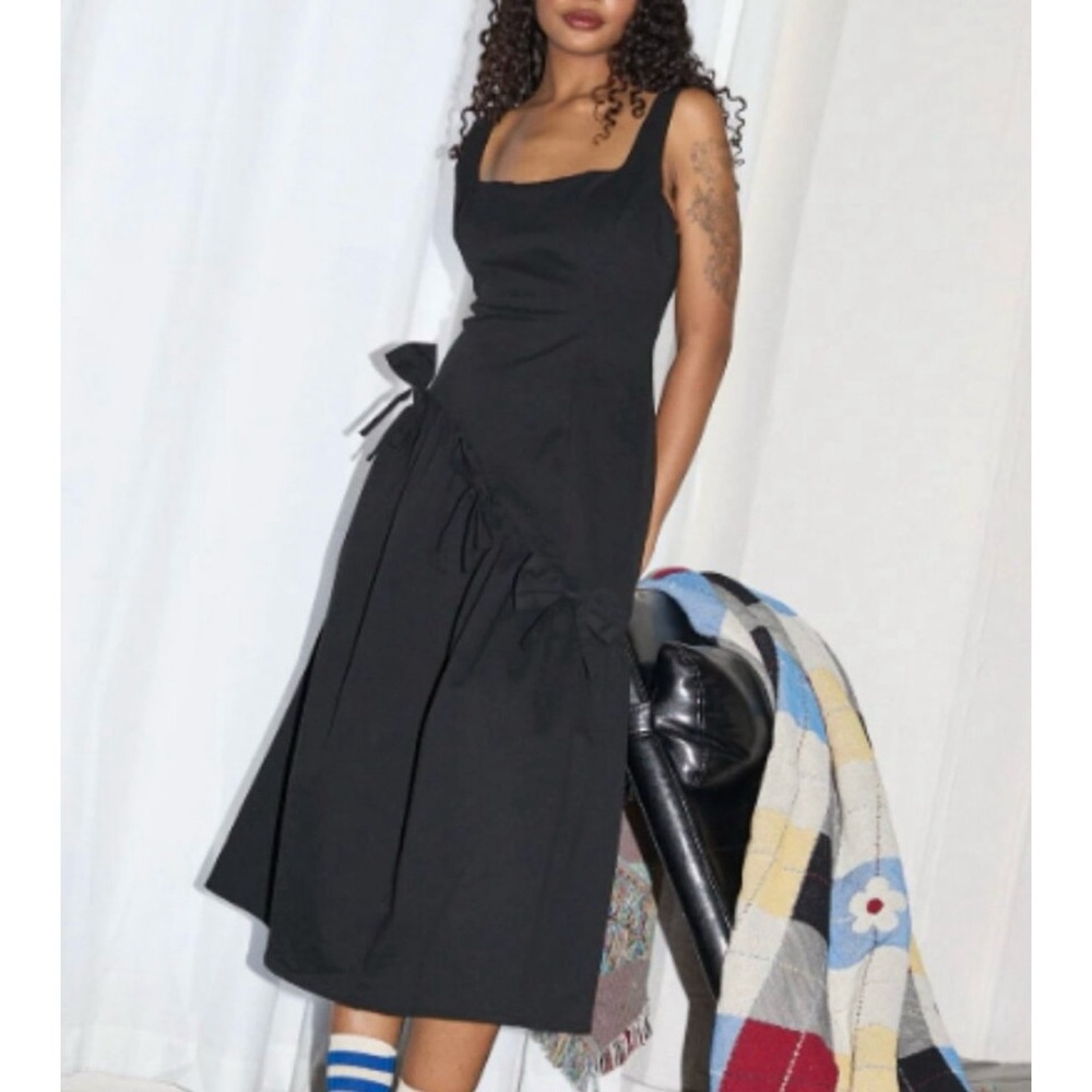 NWT Lisa Says Gah Alina Dress in Black Bows Minimalist Coquette Feminine Girly